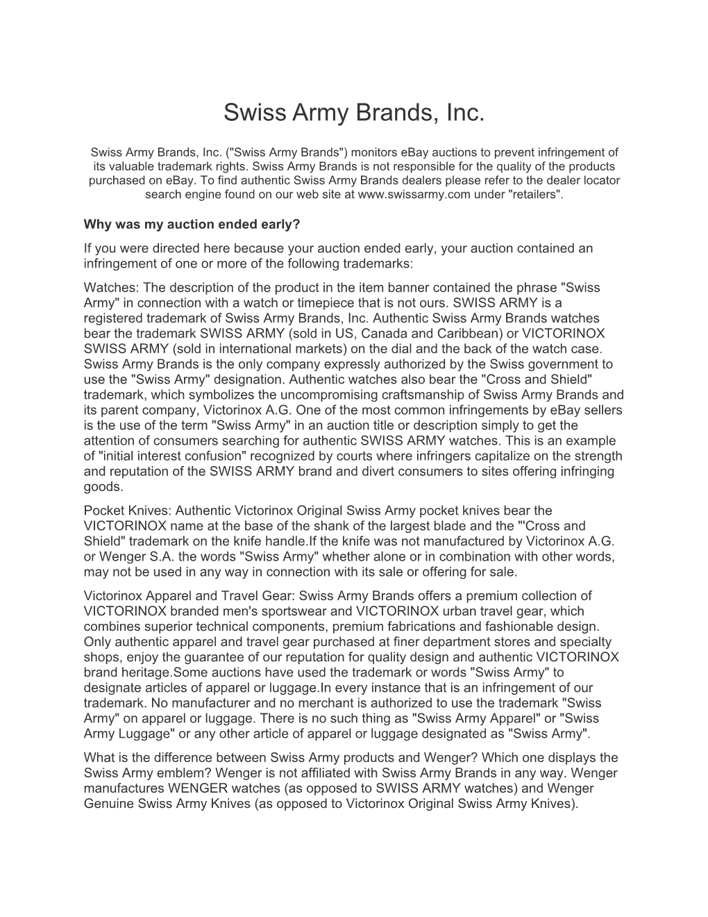 Swiss Army Brands, Inc