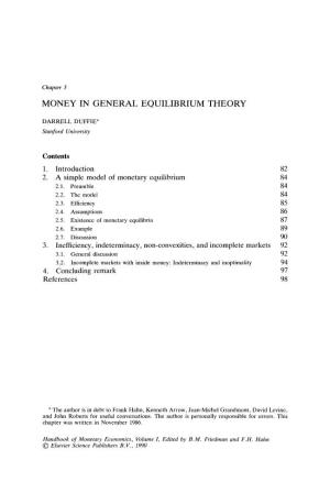 Money in General Equilibrium Theory