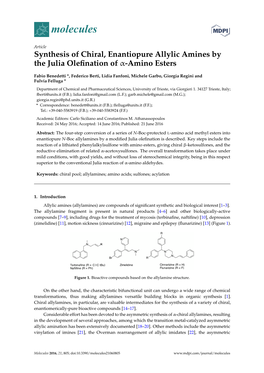 Synthesis of Chiral, Enantiopure Allylic Amines by the Julia