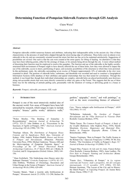 Determining Function of Pompeian Sidewalk Features Through GIS Analysis