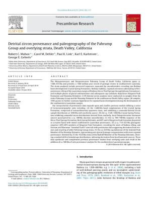 Detrital Zircon Provenance and Paleogeography of the Pahrump