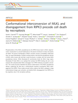 Conformational Interconversion of MLKL and Disengagement from RIPK3 Precede Cell Death by Necroptosis