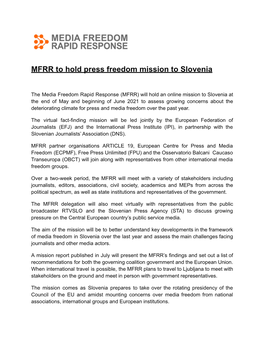 Press Release: MFRR Press Freedom Mission to Slovenia