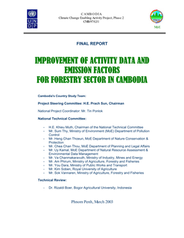 Improvement of Activity Data and Emission Factors for Forestry Sector in Cambodia