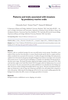Patterns and Traits Associated with Invasions by Predatory Marine Crabs