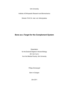 Bone As a Target for the Complement System