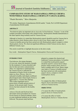 Journal of Sanskrit Samhita Siddhanta ISSN : 2454-3926