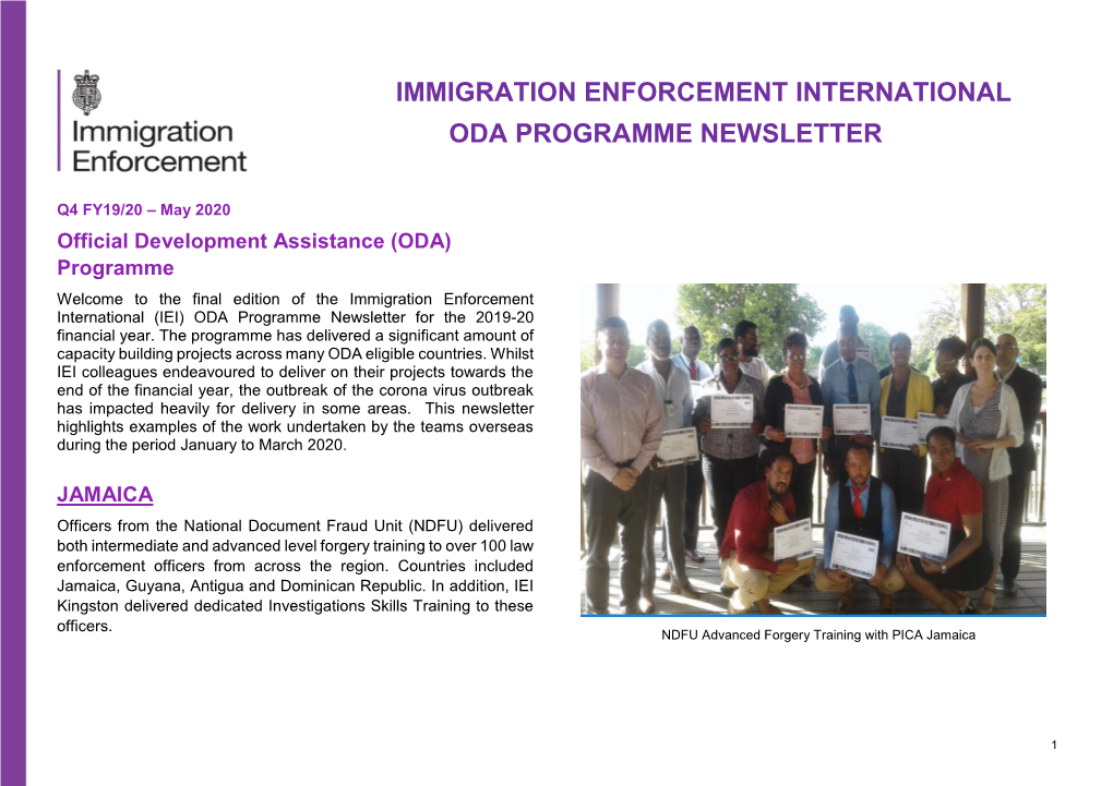 Immigration Enforcement International Oda Programme Newsletter