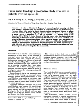 Frank Rectal Bleeding: a Prospective Study of Causes in Patients Over the Age of 40