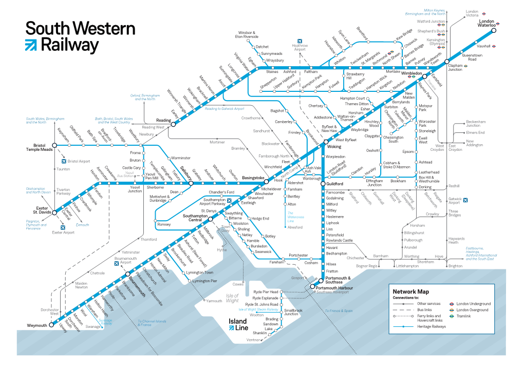 Network Map Hamworthy Isle of Ryde Esplanade Connections To: Holton Heath Yarmouth Wight Wareham Ryde St