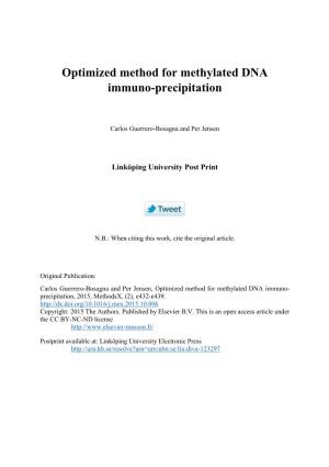 Optimized Method for Methylated DNA Immuno-Precipitation