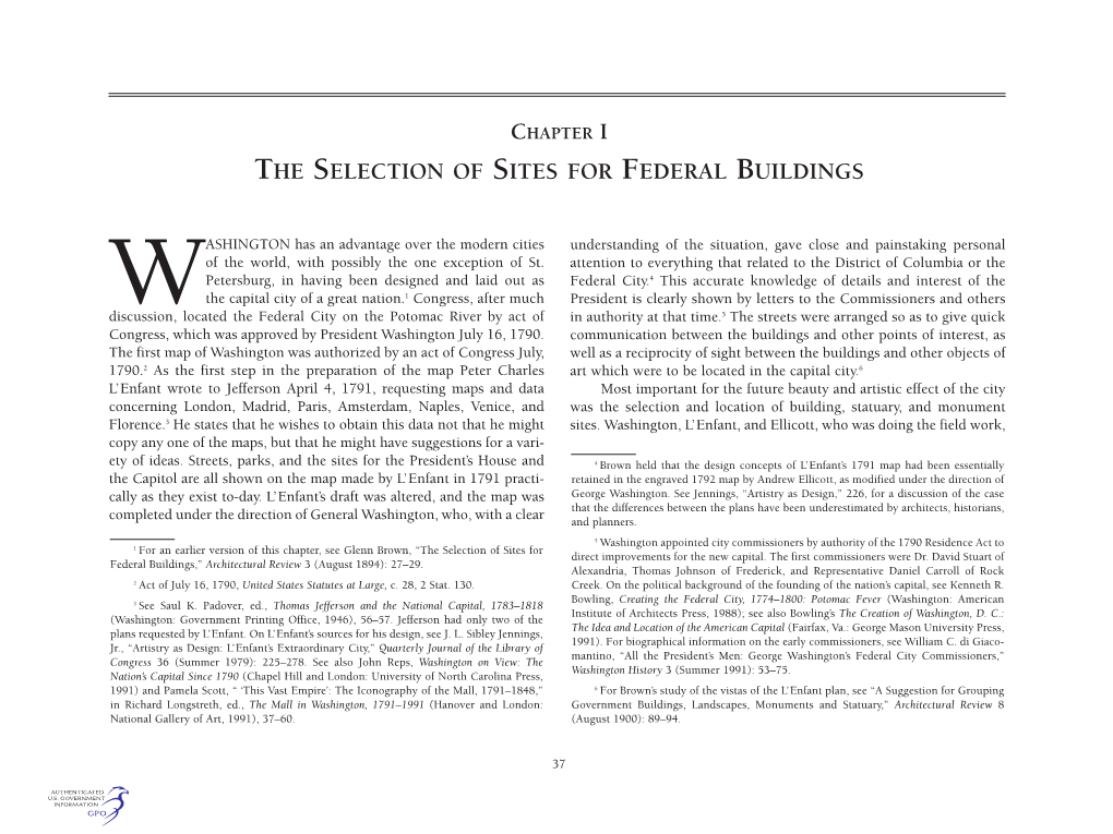 The Selection of Sites for Federal Buildings