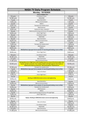 NASA TV Schedule for Web (Week of 10-19-2020).Xlsx