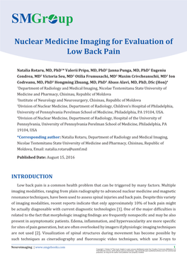 Nuclear Medicine Imaging for Evaluation of Low Back Pain
