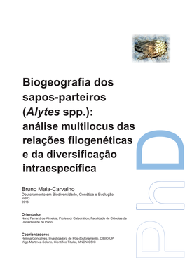 Biogeografia Dos Sapos-Parteiros (Alytes Spp.)