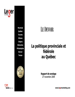 Sondage Politique Léger Marketing-Le Devoir.1Dec2009
