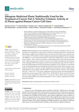 Ethiopian Medicinal Plants Traditionally Used for the Treatment of Cancer; Part 3: Selective Cytotoxic Activity of 22 Plants Against Human Cancer Cell Lines