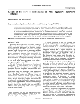 Effects of Exposure to Pornography on Male Aggressive Behavioral Tendencies
