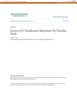 'A Troublesome Inheritance' by Nicholas Wade Laura R
