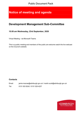 (Public Pack)Agenda Document for Development Management Sub-Committee, 23/09/2020 10:00