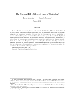 The Rise and Fall of General Laws of Capitalism∗