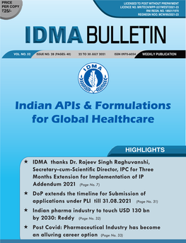 IDMA Bulletin 30Th July 2021