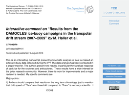 Results from the DAMOCLES Ice-Buoy Campaigns in the Transpolar Drift Stream 2007–2009” by M