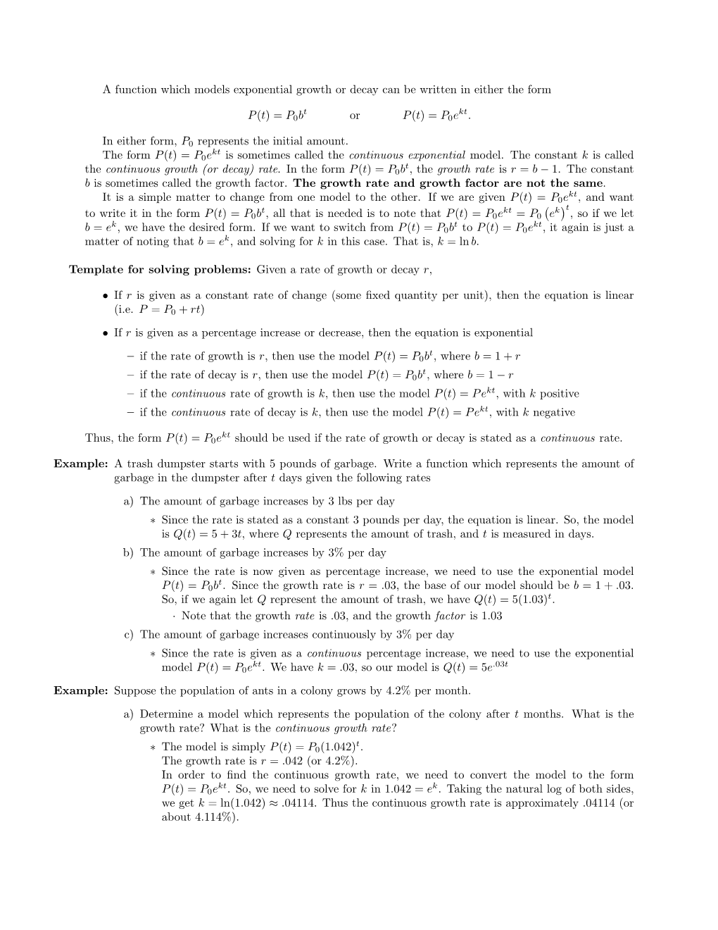 A Function Which Models Exponential Growth Or Decay Can Be Written in Either the Form