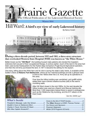 Prairie Gazette the Ofﬁcial Publication of the Lakewood Historical Society