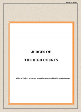 List of Judges of the High Courts in India