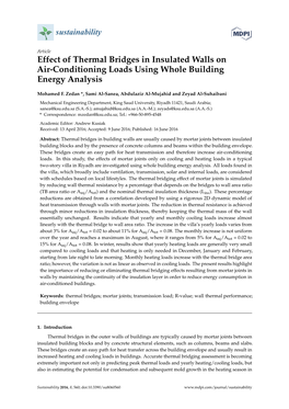 Effect of Thermal Bridges in Insulated Walls on Air-Conditioning Loads Using Whole Building Energy Analysis