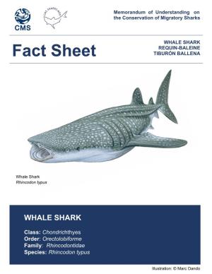 Fact Sheet the Conservation of Migratorywhale Sharks SHARK