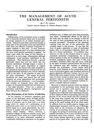 THE MANAGEMENT of ACUTE GENERAL PERITONITIS by C