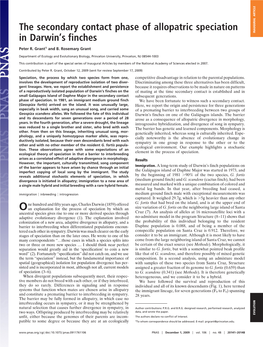 The Secondary Contact Phase of Allopatric Speciation in Darwin's