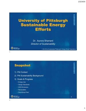 University of Pittsburgh Sustainable Energy Efforts
