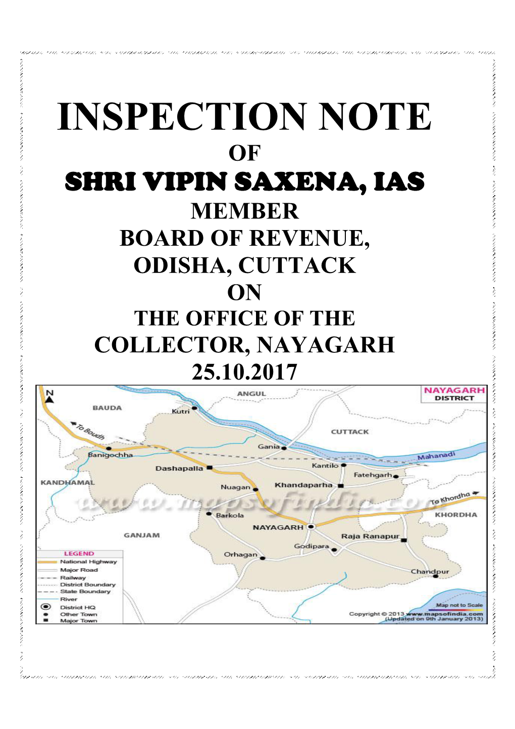 Inspection Note on Collectorate,Nayagarh on 25-10-2017
