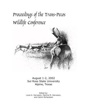 Proceedings of the Trans-Pecos Wildlife Conference