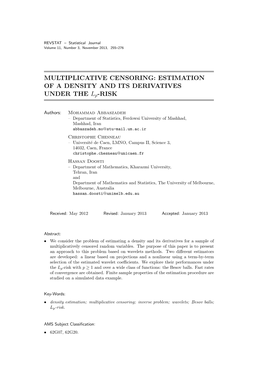 Multiplicative Censoring: Estimation of a Density and Its Derivatives