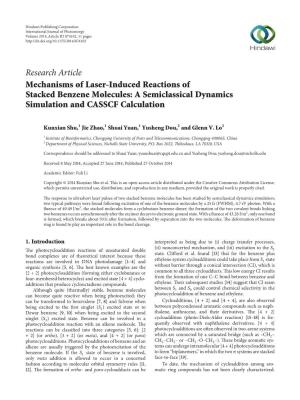 Mechanisms of Laser-Induced Reactions of Stacked Benzene Molecules: a Semiclassical Dynamics Simulation and CASSCF Calculation