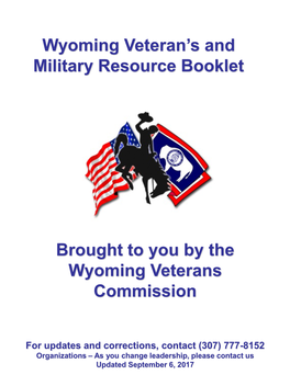 Wyoming Veteran's and Military Resource Booklet