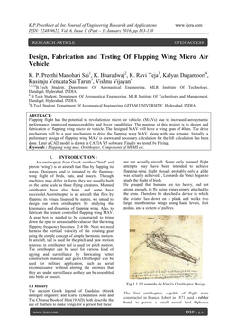 Design, Fabrication and Testing of Flapping Wing Micro Air Vehicle