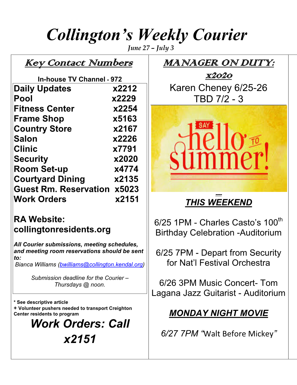 Collington's Weekly Courier