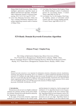 F2N-Rank: Domain Keywords Extraction Algorithm