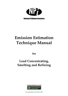 Emission Estimation Techniques Manual for Lead Concentrating