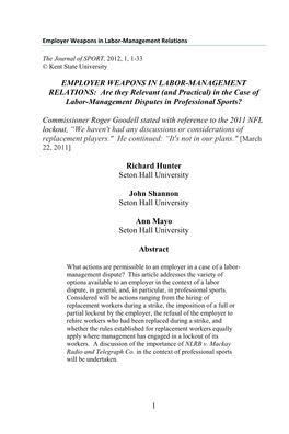 Employer Weapons in Labor-Management Relations
