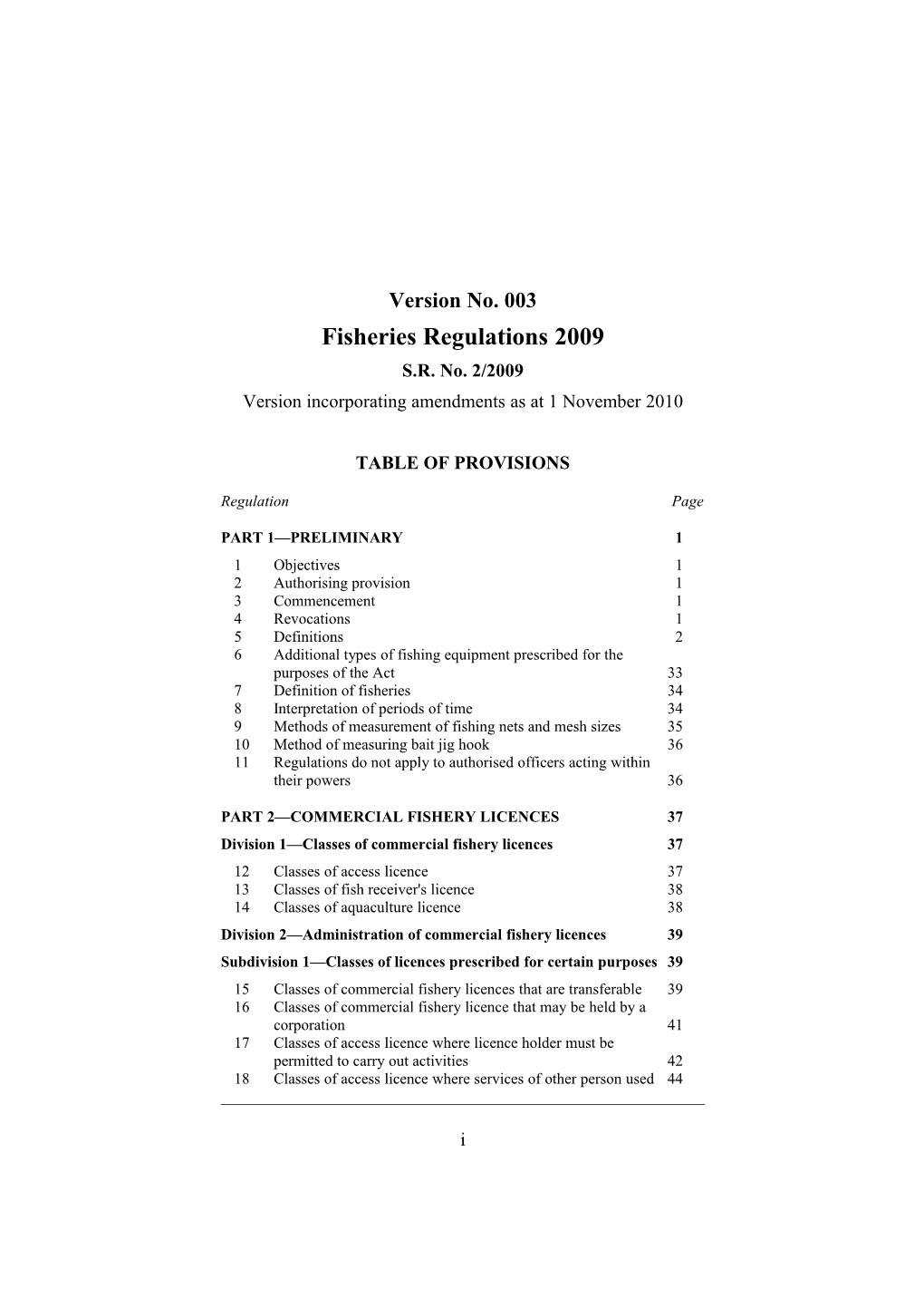 Fisheries Regulations 2009