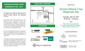 Eastern Ontario Crop Diagnostic Day Will 8:30 A.M