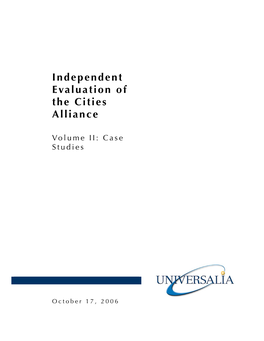 Independent Evaluation of the Cities Alliance