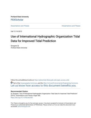 Use of International Hydrographic Organization Tidal Data for Improved Tidal Prediction
