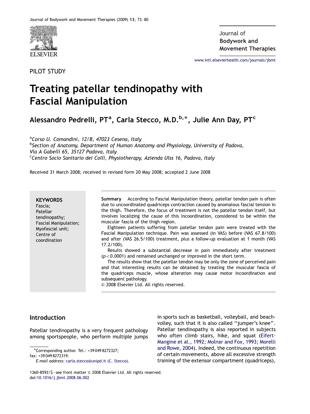 Treating Patellar Tendinopathy with Fascial Manipulation